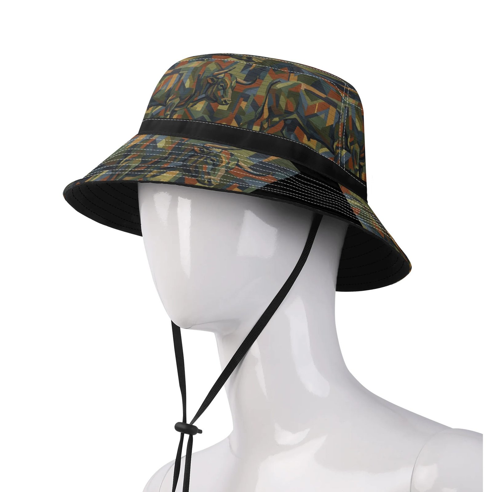 Bucket Hat | Earth-Tone Geometric Streetwear Hat |  Zebellz Earthbound Taurus Camo Collection | Intuitive "Hidden Bull" - Image 4