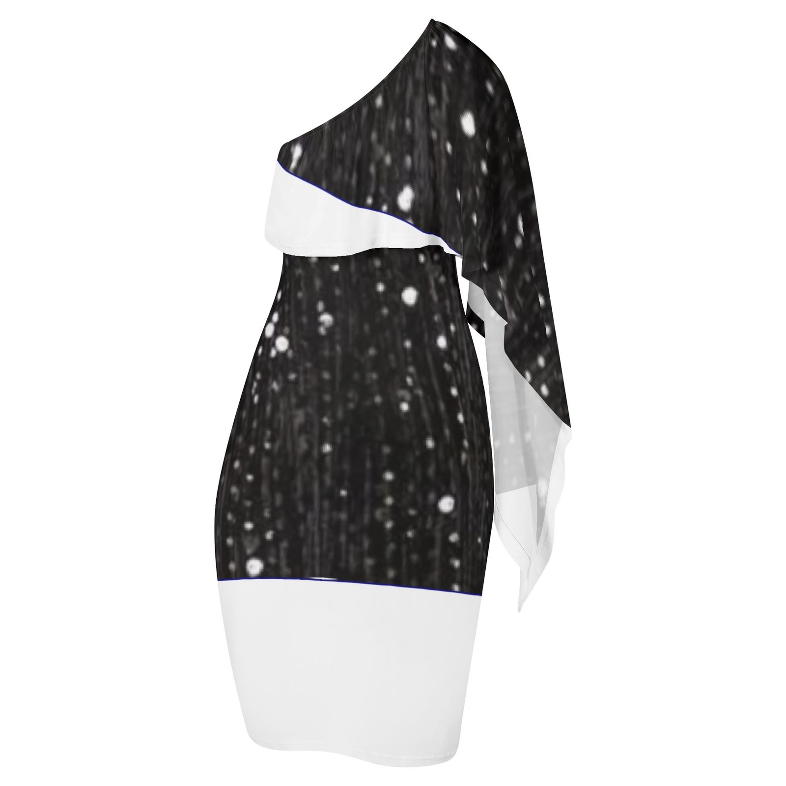 Zebellz Infinite Void: Star-Field Women's One Shoulder Formal Dress | Black Galaxy Celestial Midi Dress | Midnight Sky Party & Club Wear - Image 4