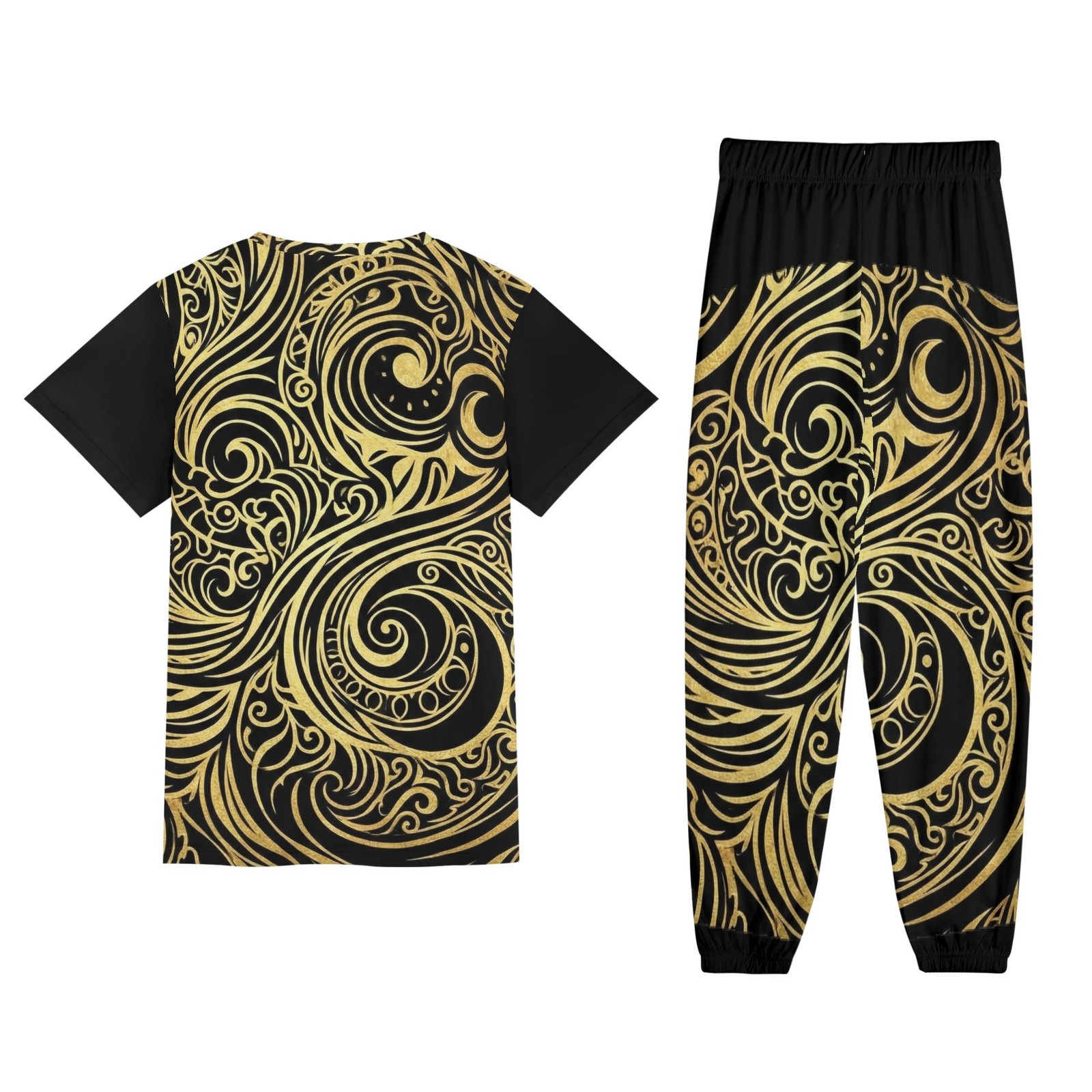 Zebellz Cosmic Horizon: Stellar Drift Unisex AOP Short Sleeve Blouse & Pants Sports Set | Premium Heavyweight 630g | Inclusive Sizes XS-5XL - Image 2