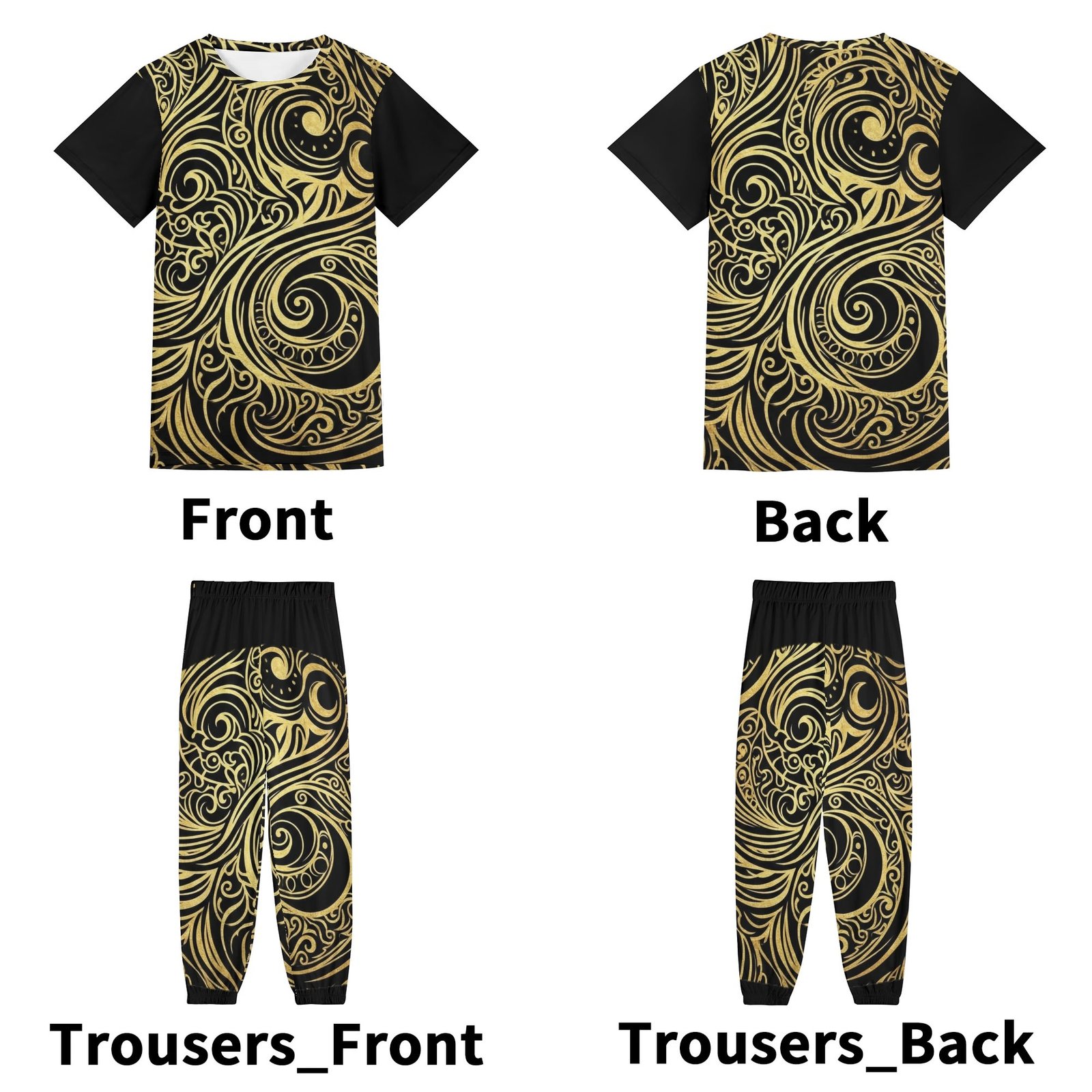 Zebellz Cosmic Horizon: Stellar Drift Unisex AOP Short Sleeve Blouse & Pants Sports Set | Premium Heavyweight 630g | Inclusive Sizes XS-5XL - Image 3