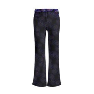 Zebellz Black Hole Collection: Women’s Elegant Print Flare Pants | High-Detail Back Graphic | 100% Premium Polyester | 2 Front Pockets