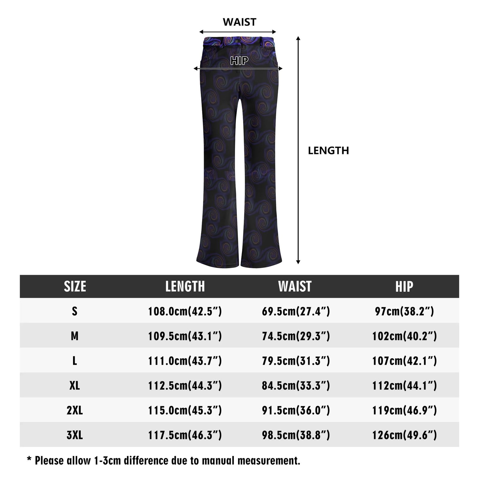 Zebellz Black Hole Collection: Women’s Elegant Print Flare Pants | High-Detail Back Graphic | 100% Premium Polyester | 2 Front Pockets - Image 4