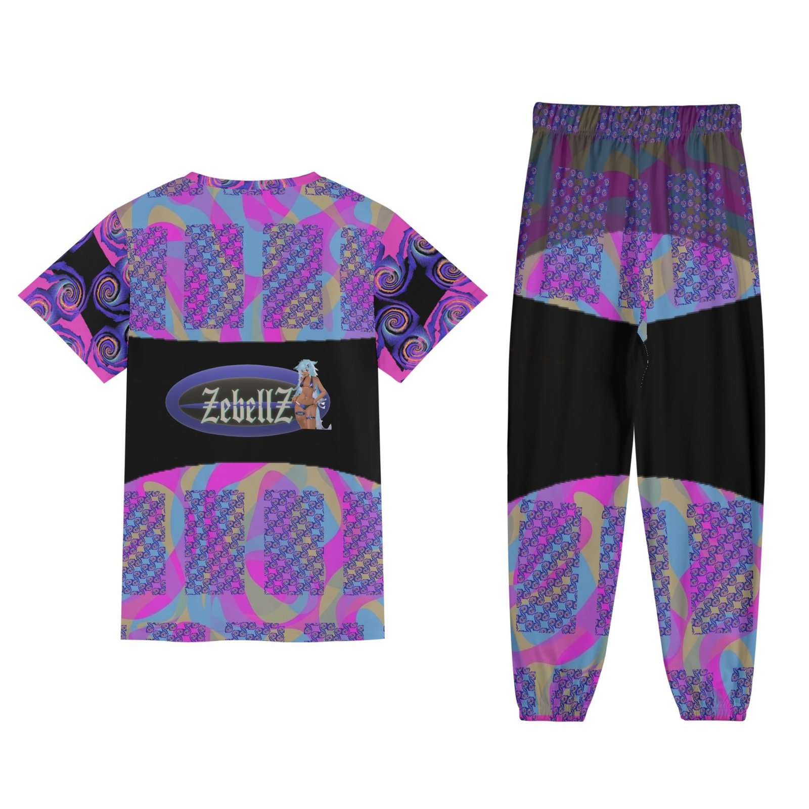 Zebellz True Imaging Legacy: Signature Brand Logo Unisex AOP Short Sleeve Blouse & Pants Sports Set | Premium Heavyweight 630g | S-5XL - Image 2