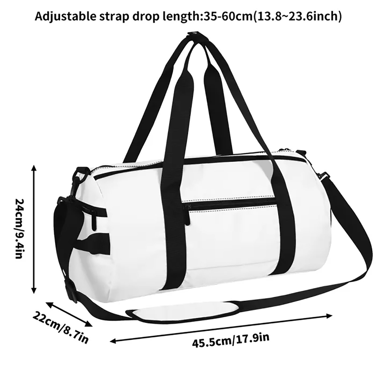 Zebellz White Luminous Taurus: Lady Bull Signature Sports Gym Bag & Travel Duffle | Unisex Large Tote with Shoe Compartment | Premium Flannel Twill & PU | 18" Travel Luggage - Image 12
