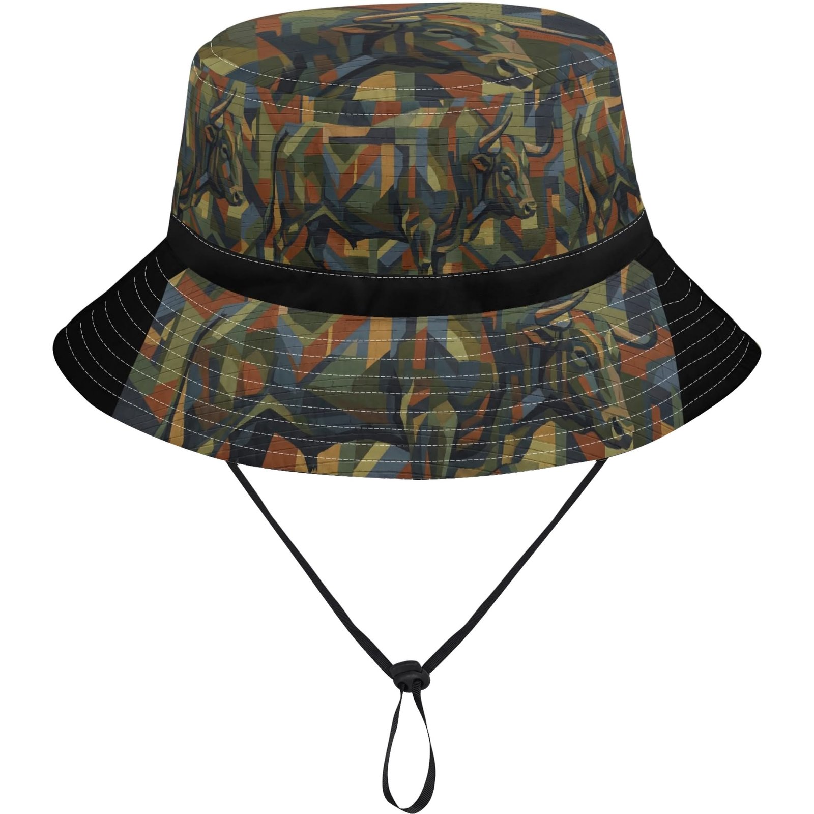 Bucket Hat | Earth-Tone Geometric Streetwear Hat |  Zebellz Earthbound Taurus Camo Collection | Intuitive "Hidden Bull" - Image 5