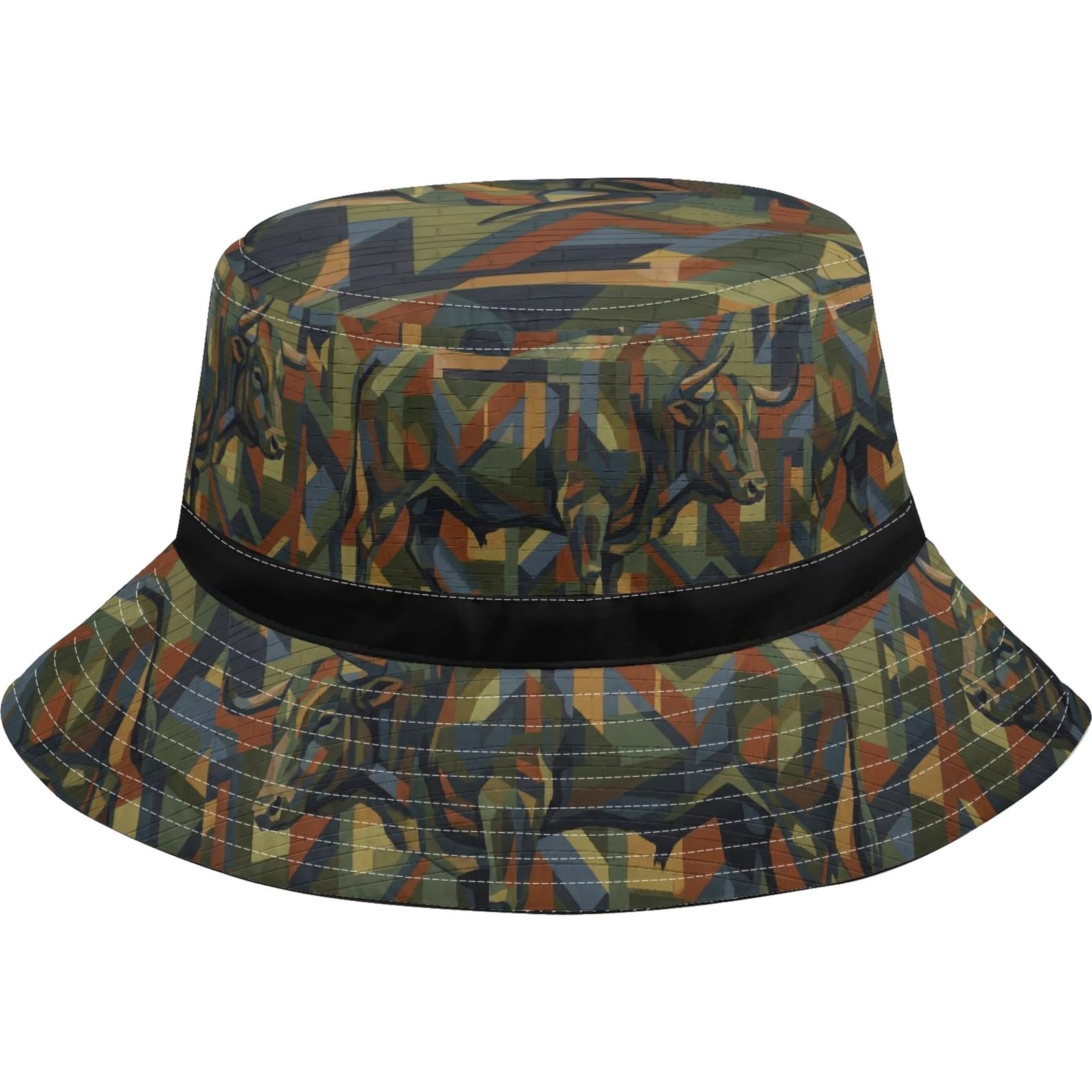 Bucket Hat | Earth-Tone Geometric Streetwear Hat |  Zebellz Earthbound Taurus Camo Collection | Intuitive "Hidden Bull" - Image 6