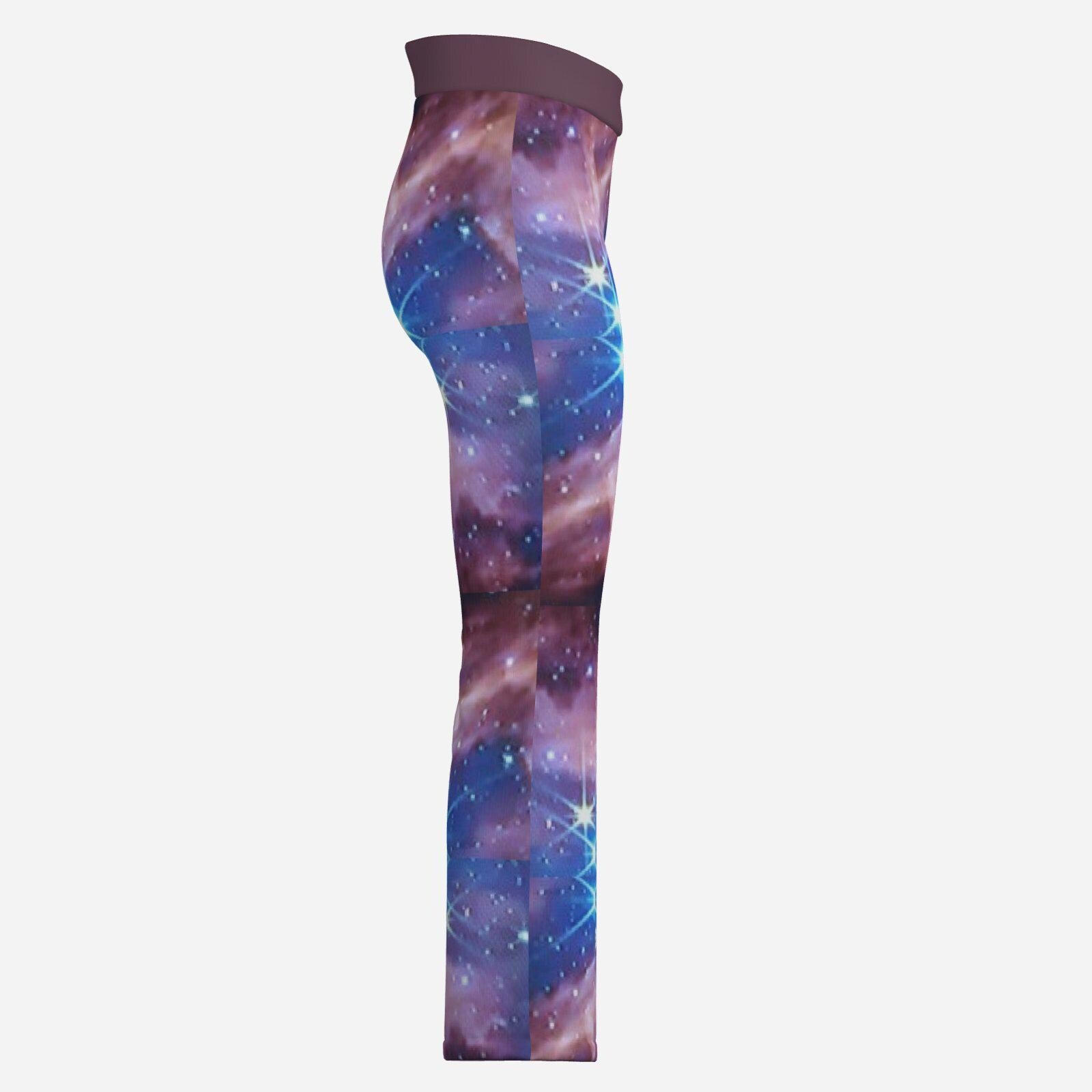 Women Crossover Yoga Jogging Pants With Tummy Control Zebellz Designs Galaxy Print - Image 4