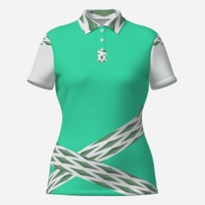 Women Polo Shirt Soft Fit-White Button Zebellz Mint Galaxy Collection