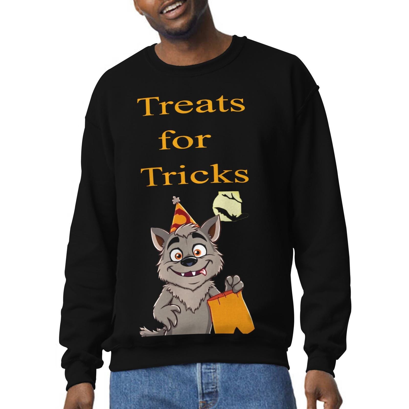 Treats for Tricks Halloween Sweatshirt: Unisex Cotton-Poly Crewneck
