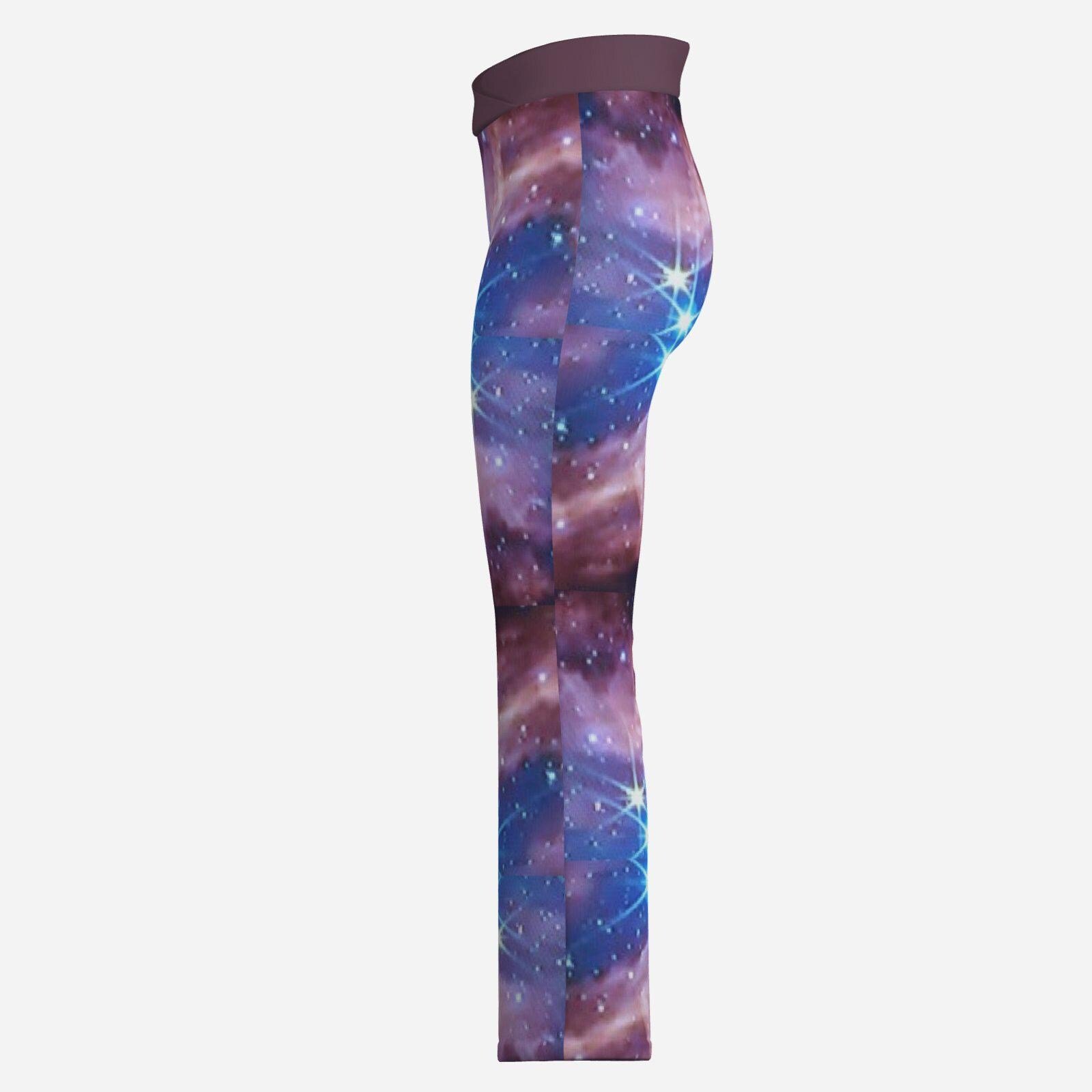 Women Crossover Yoga Jogging Pants With Tummy Control Zebellz Designs Galaxy Print - Image 3