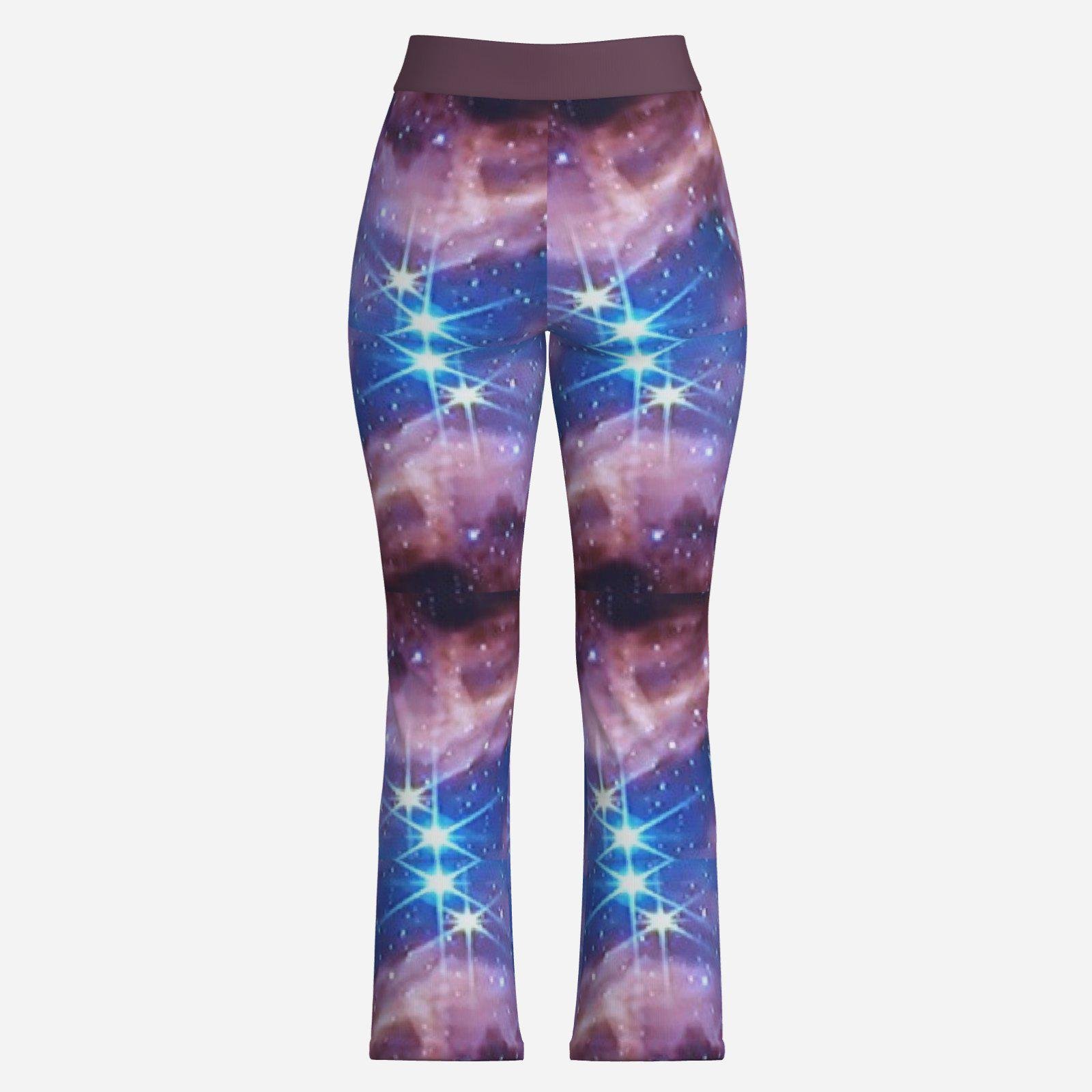 Women Crossover Yoga Jogging Pants With Tummy Control Zebellz Designs Galaxy Print - Image 2