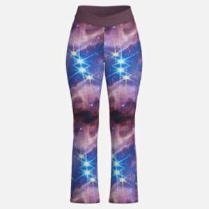 Women Crossover Yoga Jogging Pants With Tummy Control Zebellz Designs Galaxy Print