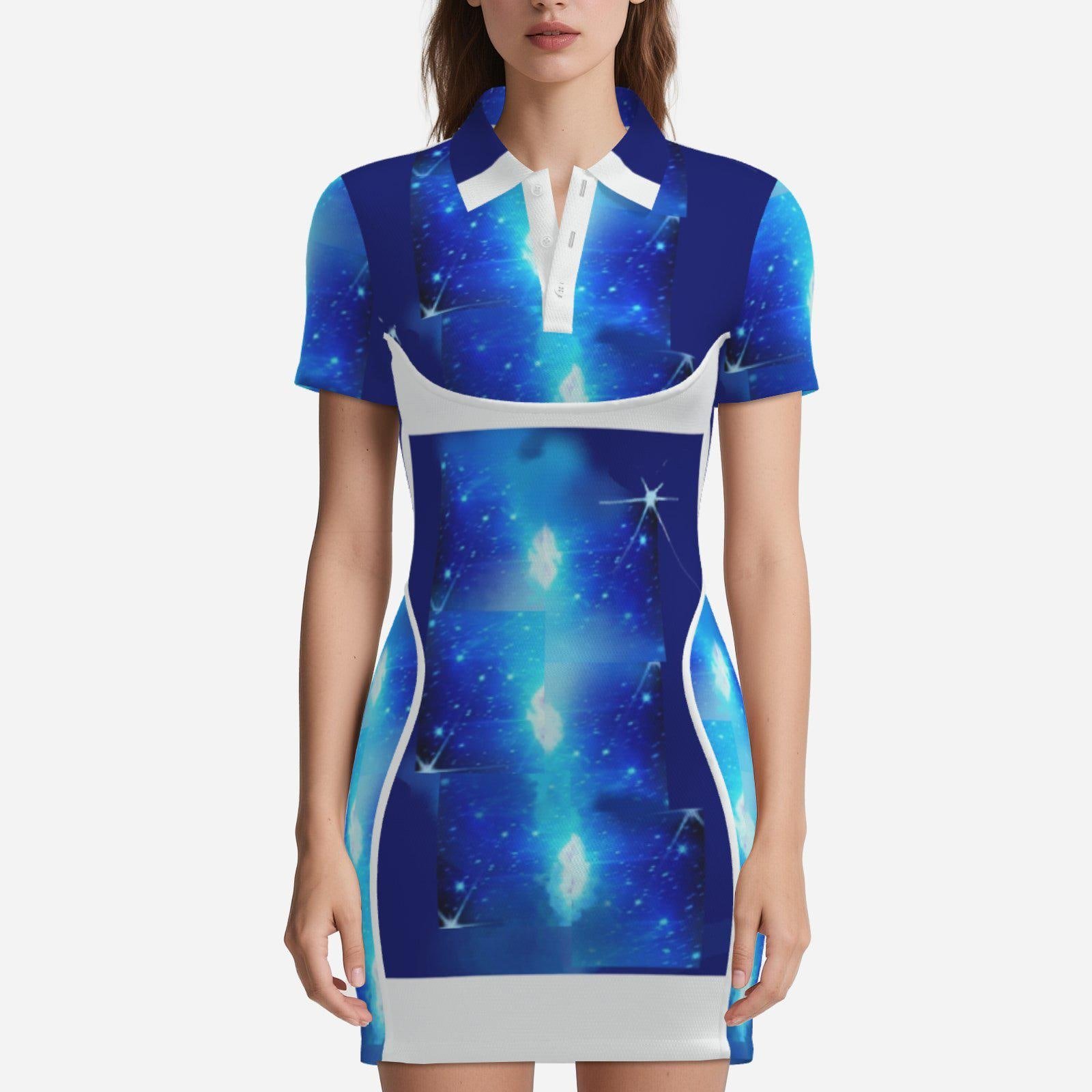 Polo Collar Dress ZEBELLZ Design: Blue Star Galaxy