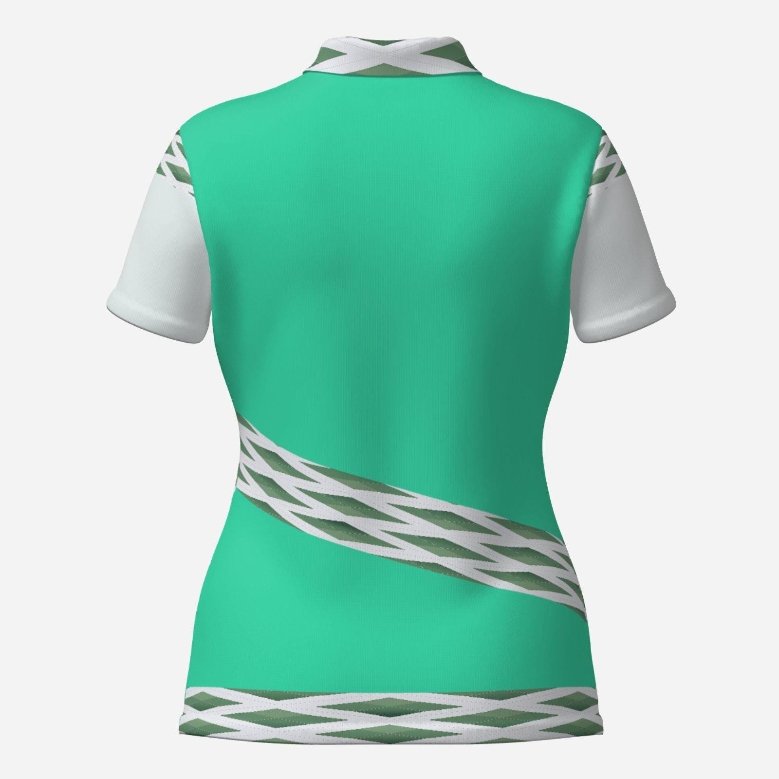 Women Polo Shirt Soft Fit-White Button Zebellz Mint Galaxy Collection - Image 2