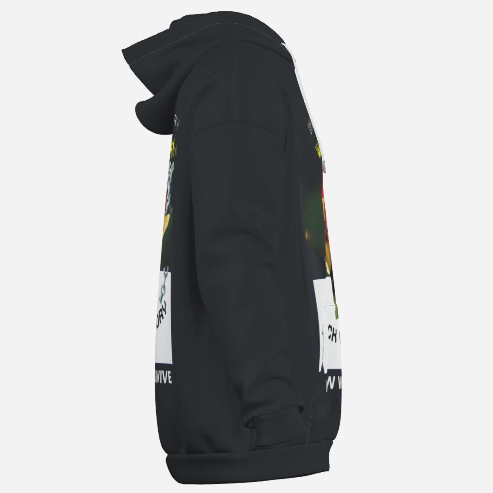 Men's Hoodie with Pocket ZEBELLZ Design Black Statement Hoodie - Image 11