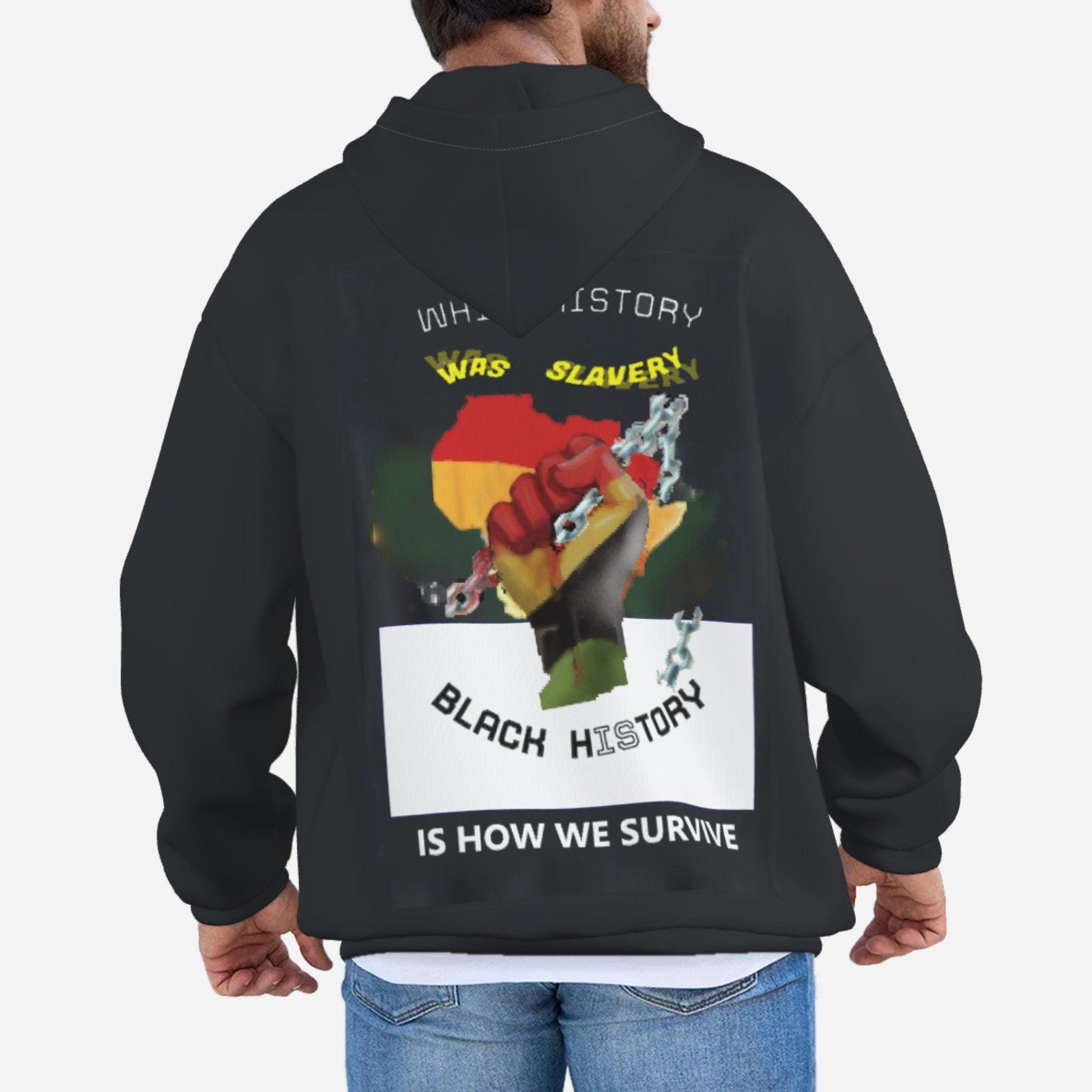 Men's Hoodie with Pocket ZEBELLZ Design Black Statement Hoodie - Image 9