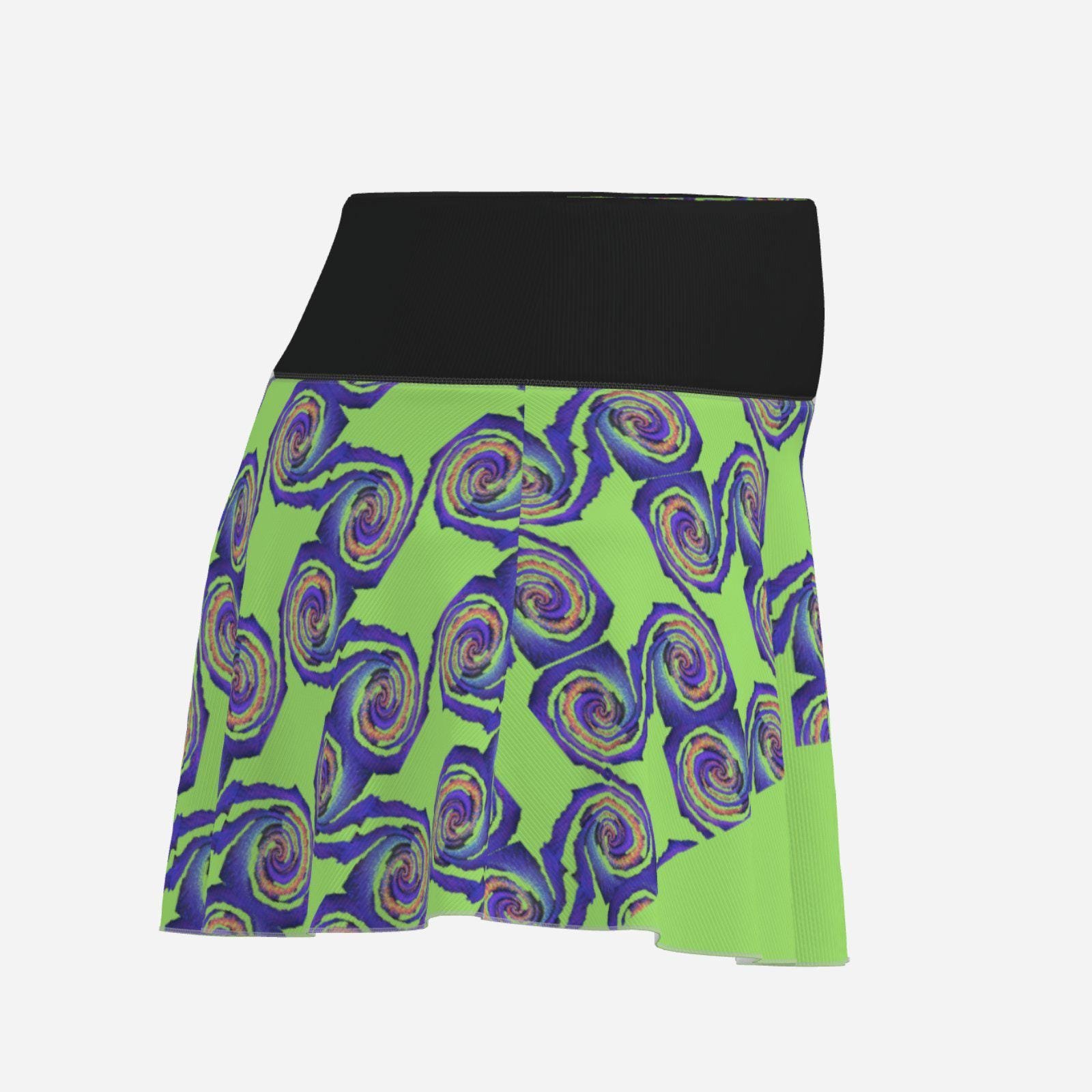 Tennis Skirt: High-Rise Polyester Pocket Skort | Zebellz Black Hole Collection Mint and Black - Image 4