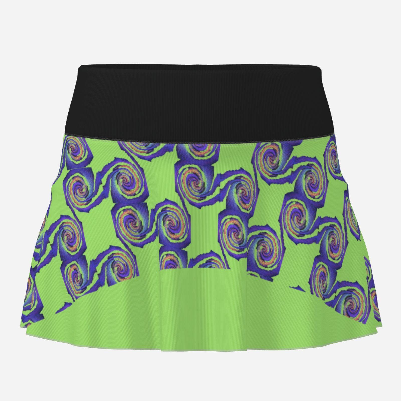 Tennis Skirt: High-Rise Polyester Pocket Skort | Zebellz Black Hole Collection Mint and Black