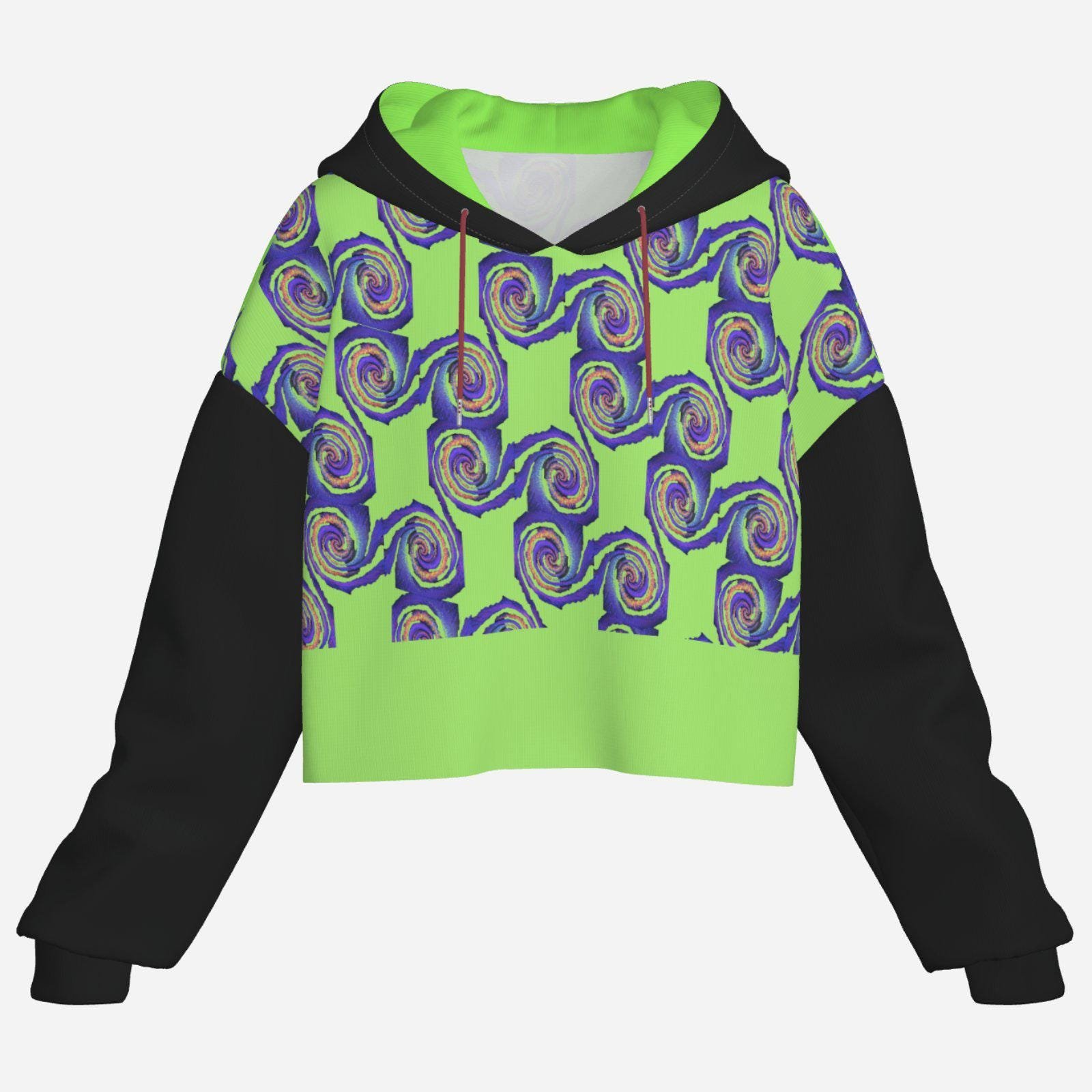 High-Elastic Crop Top Hoodie | Zebellz Black Hole Collection