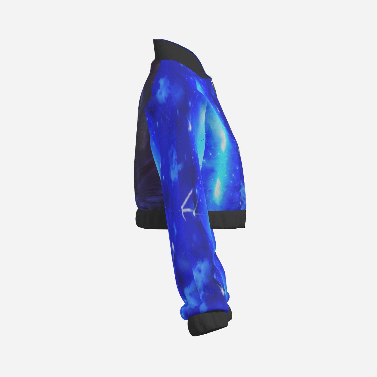 UPF50+ Women's Crop Bomber Jacket ZEBELLZ Design: Blue Galaxy Customized - Image 7