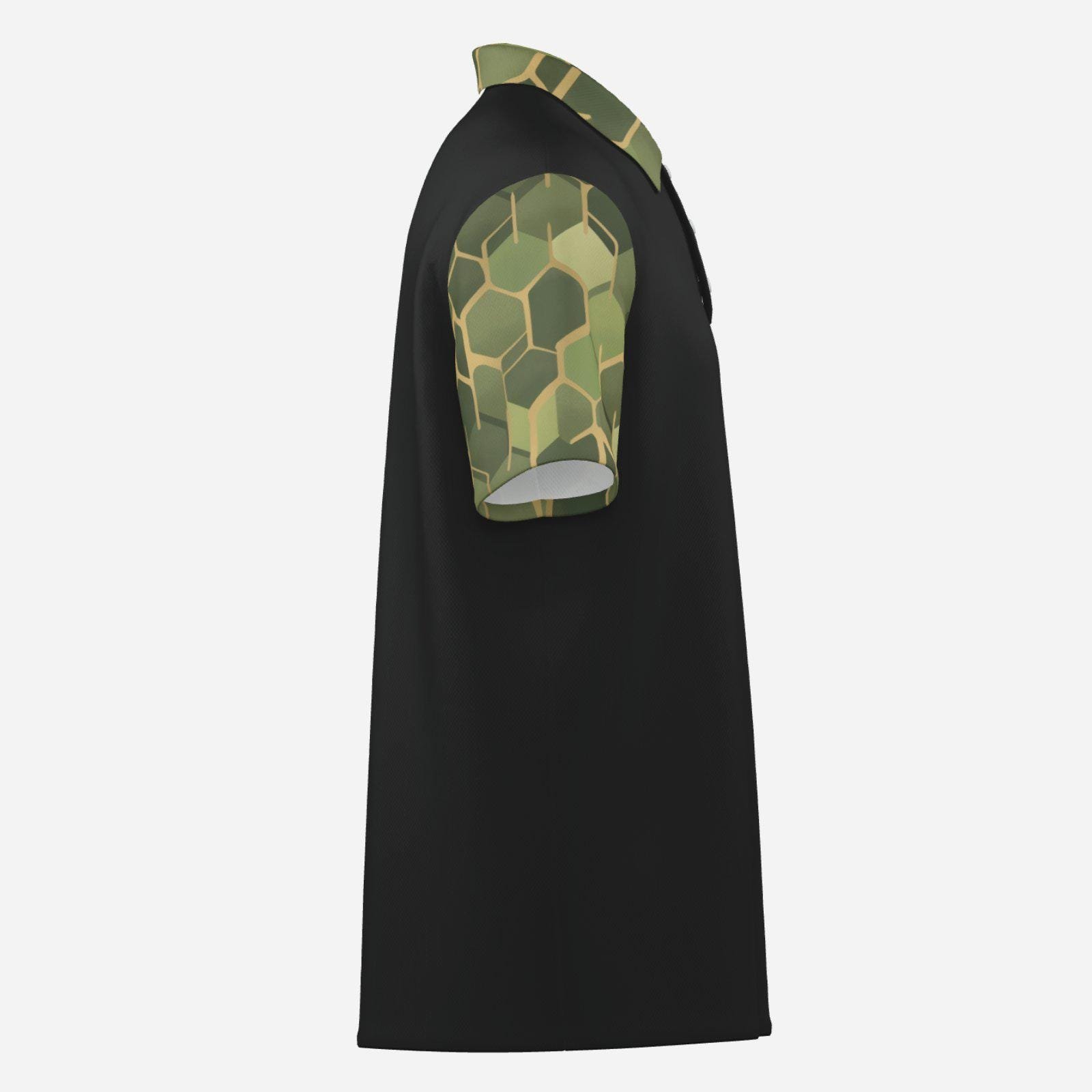 Men's Polo Shirt Soft & Quick Dry ZEBELLZ Design: Dark-Green Planets - Image 5