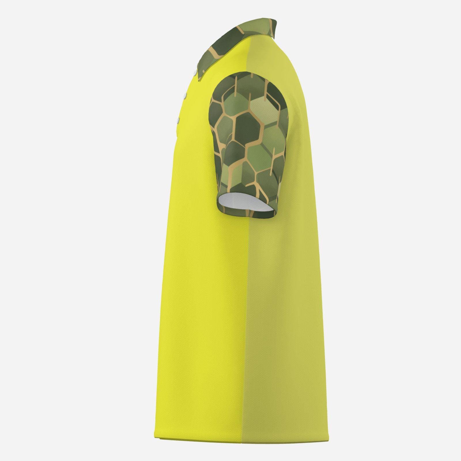 Men's Polo Shirt Soft & Quick Dry ZEBELLZ Design: Golden-Green Planets - Image 3