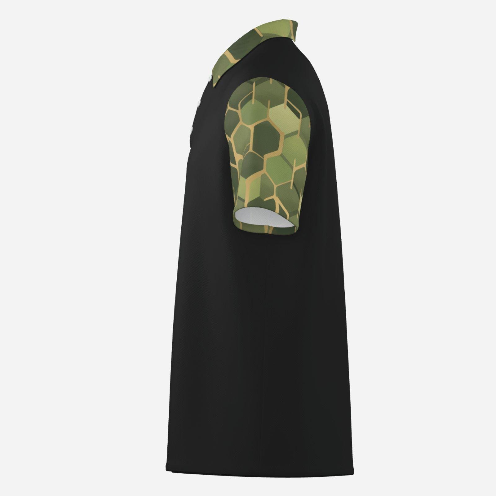 Men's Polo Shirt Soft & Quick Dry ZEBELLZ Design: Dark-Green Planets - Image 3