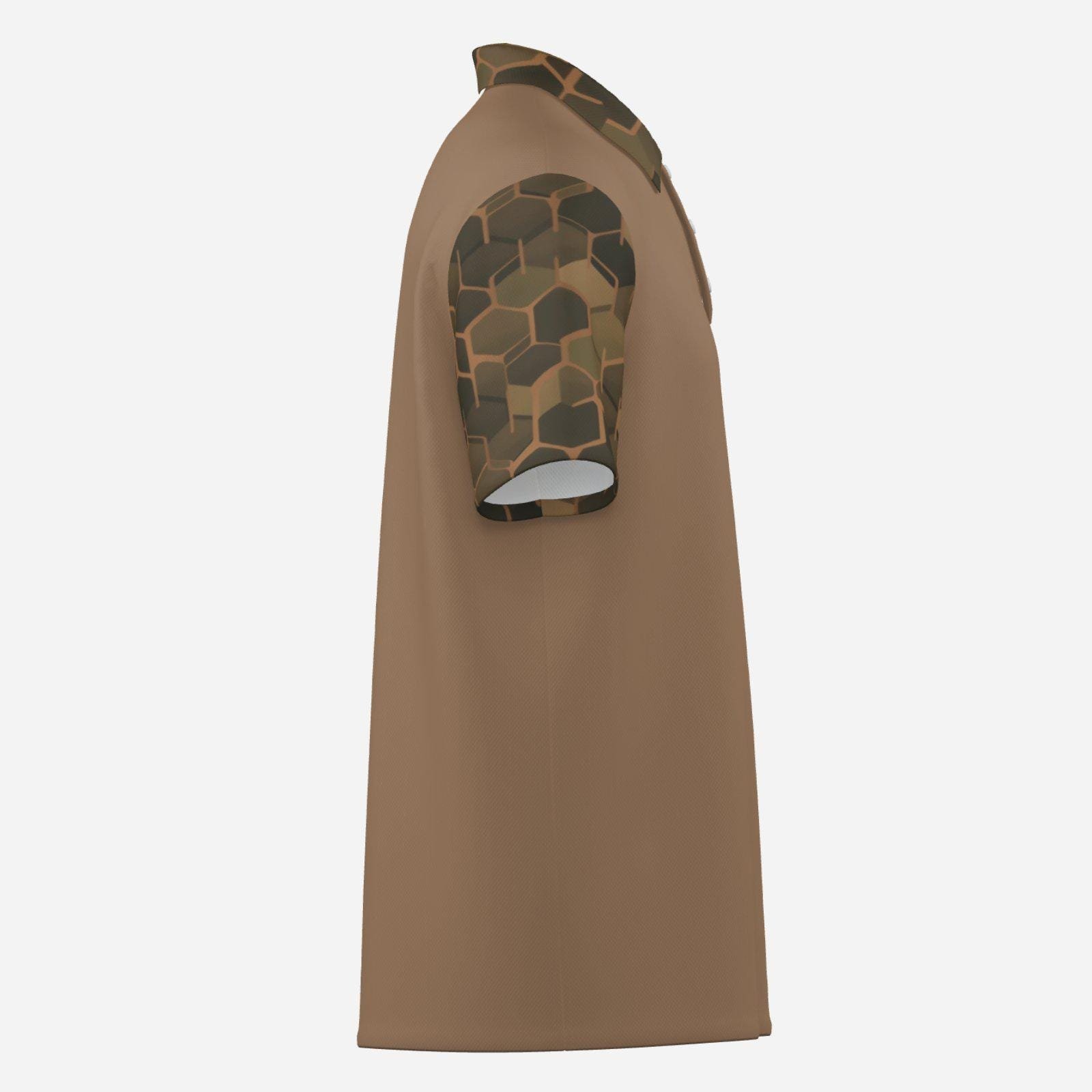 Men's Polo Shirt Soft & Quick Dry ZEBELLZ Design: Brown Planets - Image 4