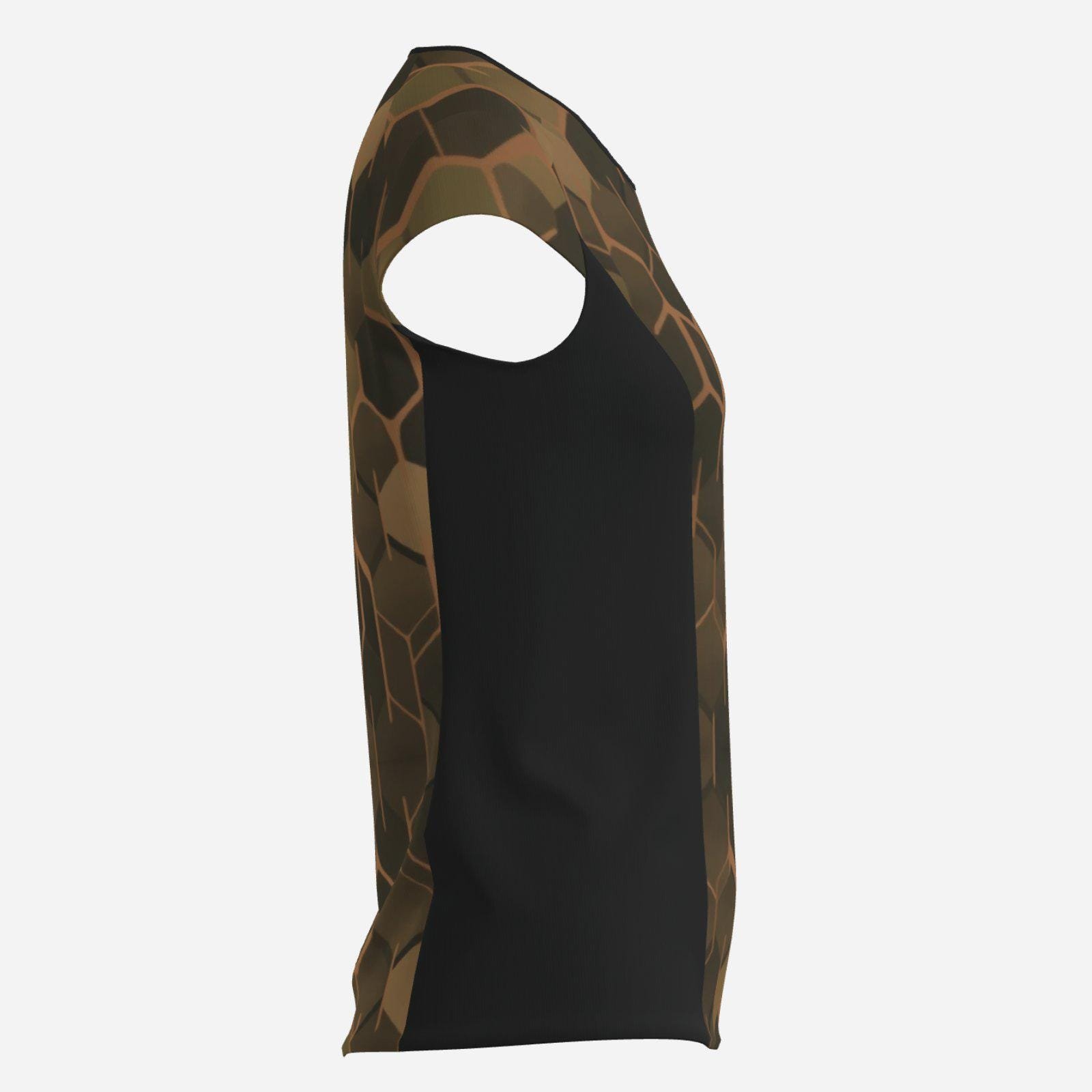 Workout T-Shirt Half Open Sleeve Cooling Quick Dry ZEBELLZ Design: Dark-Green Planet UPF50+ - Image 6