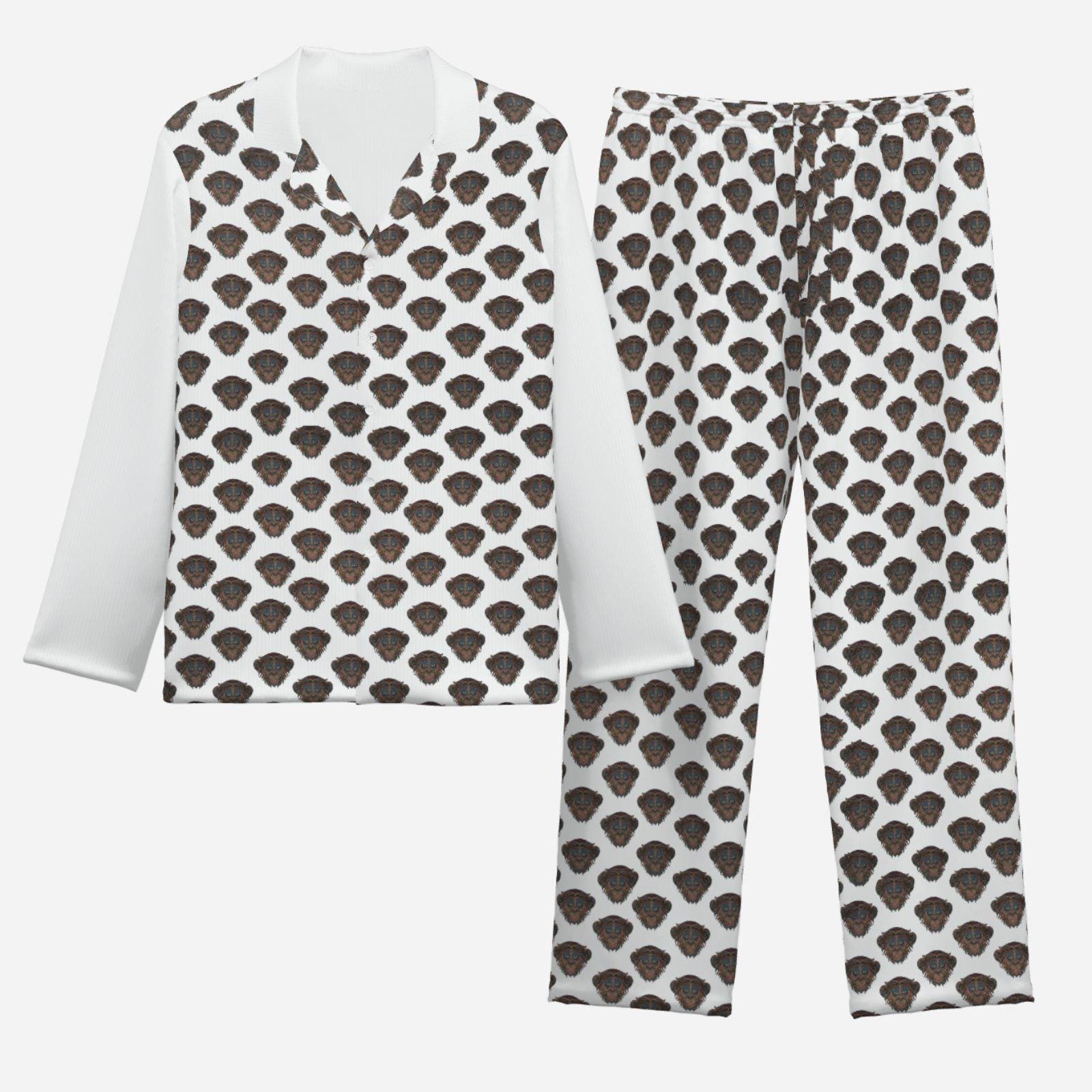 Abstract Art Pajama Set | Soft Button-Down Loungewear | Zebellz Sleepwear-Monkey Collection