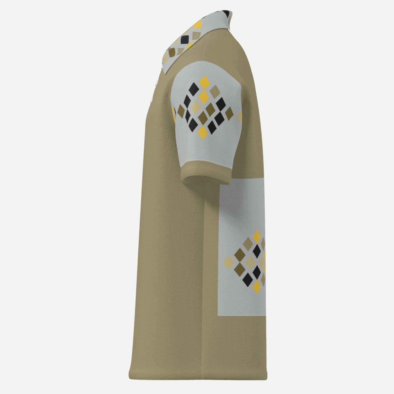 Men's Causal Polo Shirt Golf Jersey-Mi Tong Mesh 140 GSM ZEBELLZ Design: Grey Constallations - Image 3