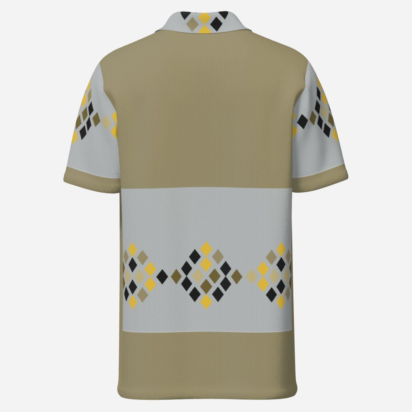 Men's Causal Polo Shirt Golf Jersey-Mi Tong Mesh 140 GSM ZEBELLZ Design: Grey Constallations - Image 2