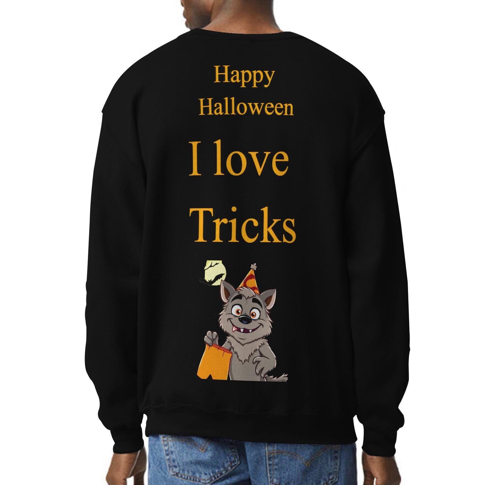 Treats for Tricks Halloween Sweatshirt: Unisex Cotton-Poly Crewneck - Image 2
