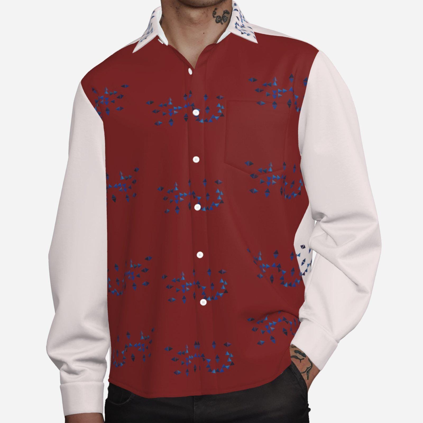 Men's Open Sleeve Fork Placket Shirt-Elastic Cloth ZEBELLZ Design: Scorpius Dance 120 GSM