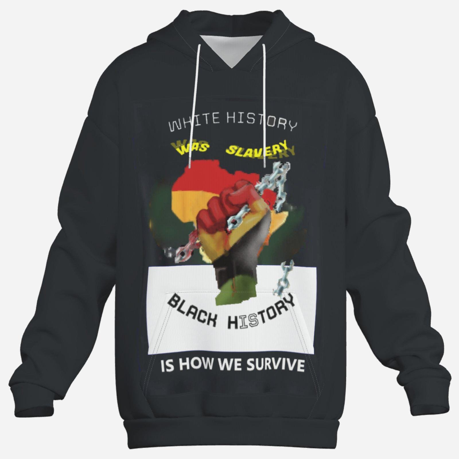 Men's Hoodie with Pocket ZEBELLZ Design Black Statement Hoodie - Image 8