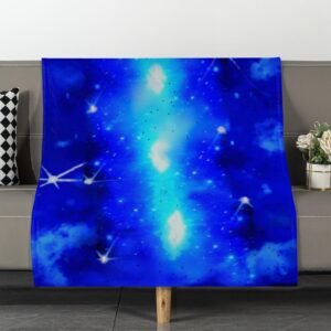 Double Layer Flannel Blanket Cozy & Fluffy ZEBELLZ Design Blue Star Galazy