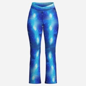 Women's UPF50+ Crossover Yoga Jogging Pants With Tummy Control ZEBELLZ Design: Blue Galaxy