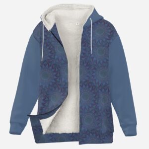 Thicken Fleece Full-Zip Hoodie Zebellz Design: Midnight Blue Asteroid