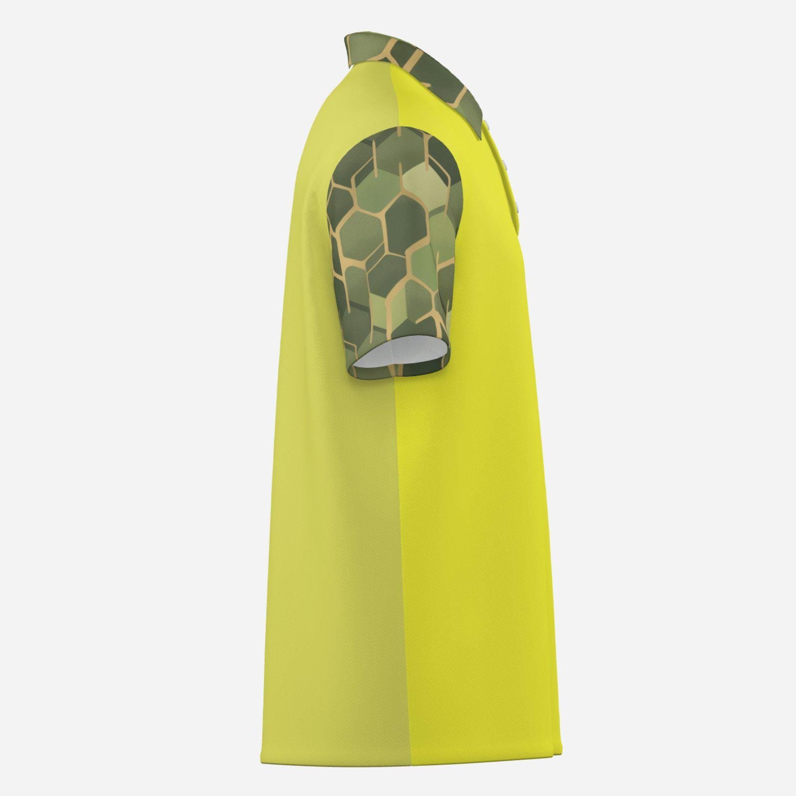 Men's Polo Shirt Soft & Quick Dry ZEBELLZ Design: Golden-Green Planets - Image 4