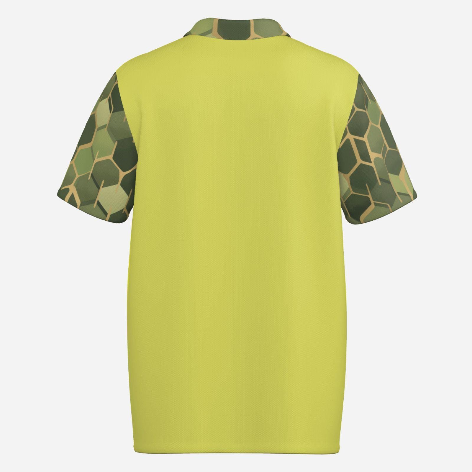 Men's Polo Shirt Soft & Quick Dry ZEBELLZ Design: Golden-Green Planets - Image 2