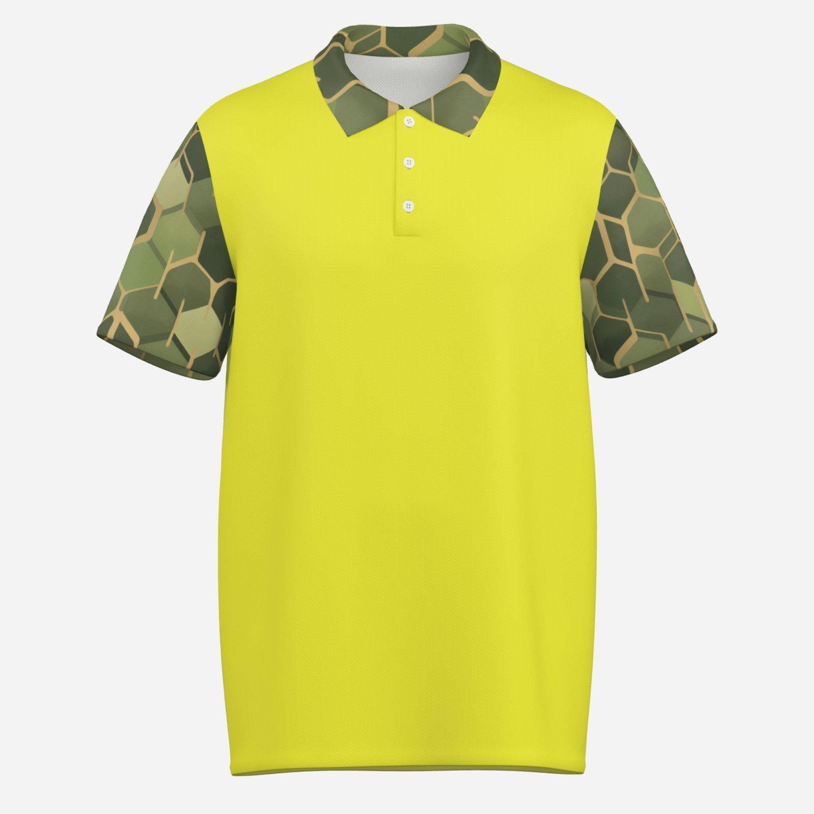 Men's Polo Shirt Soft & Quick Dry ZEBELLZ Design: Golden-Green Planets