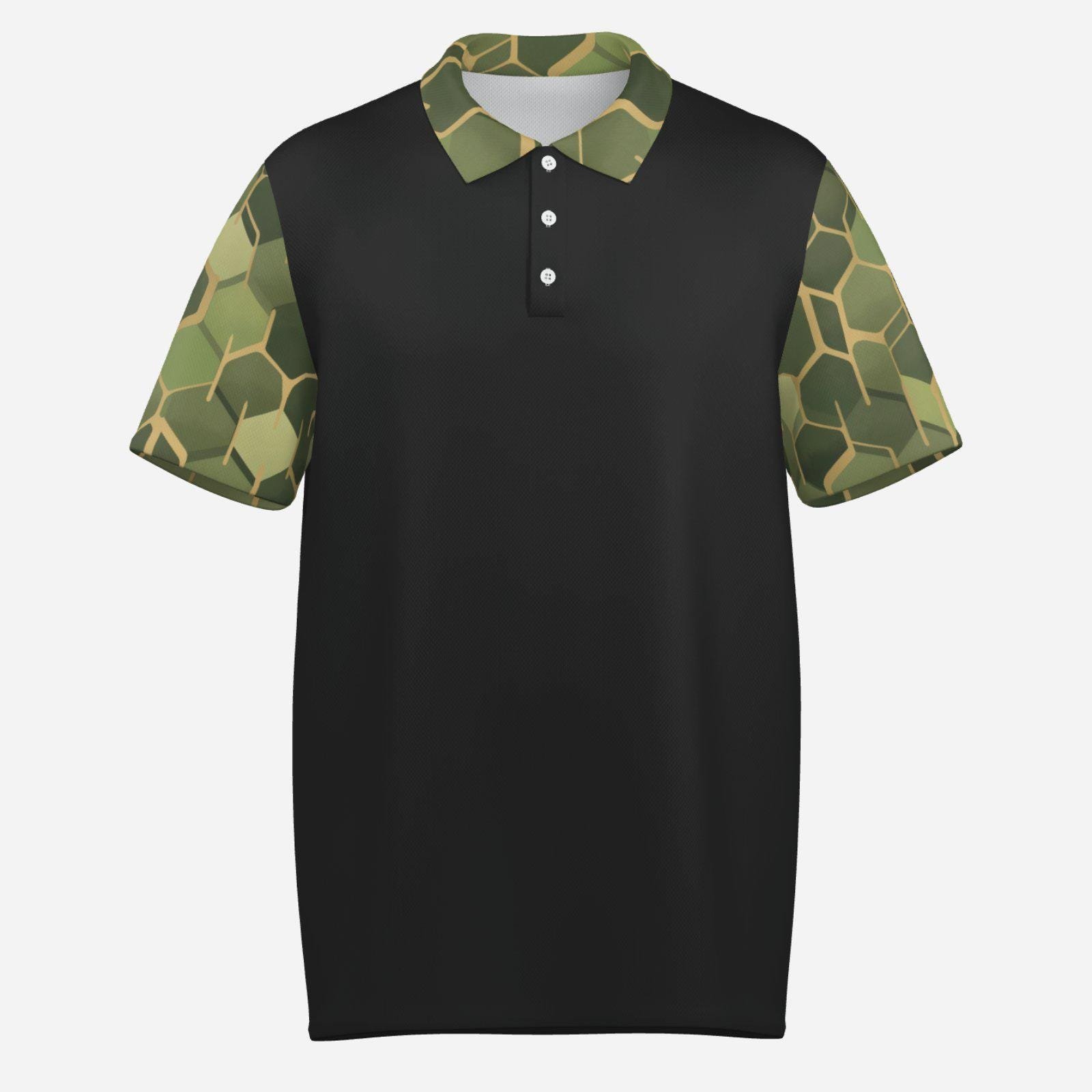 Men's Polo Shirt Soft & Quick Dry ZEBELLZ Design: Dark-Green Planets