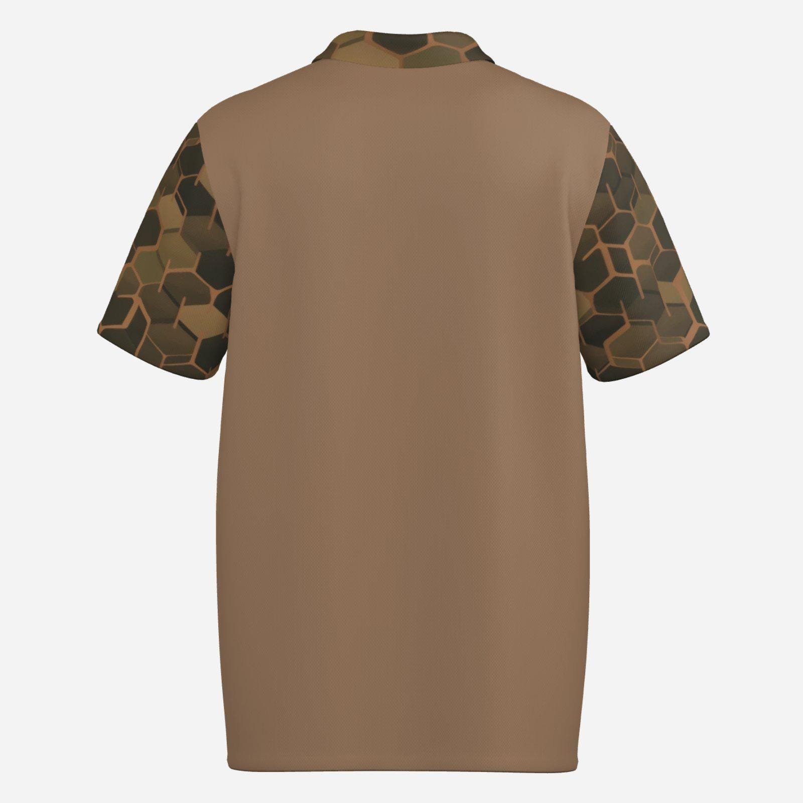 Men's Polo Shirt Soft & Quick Dry ZEBELLZ Design: Brown Planets - Image 2