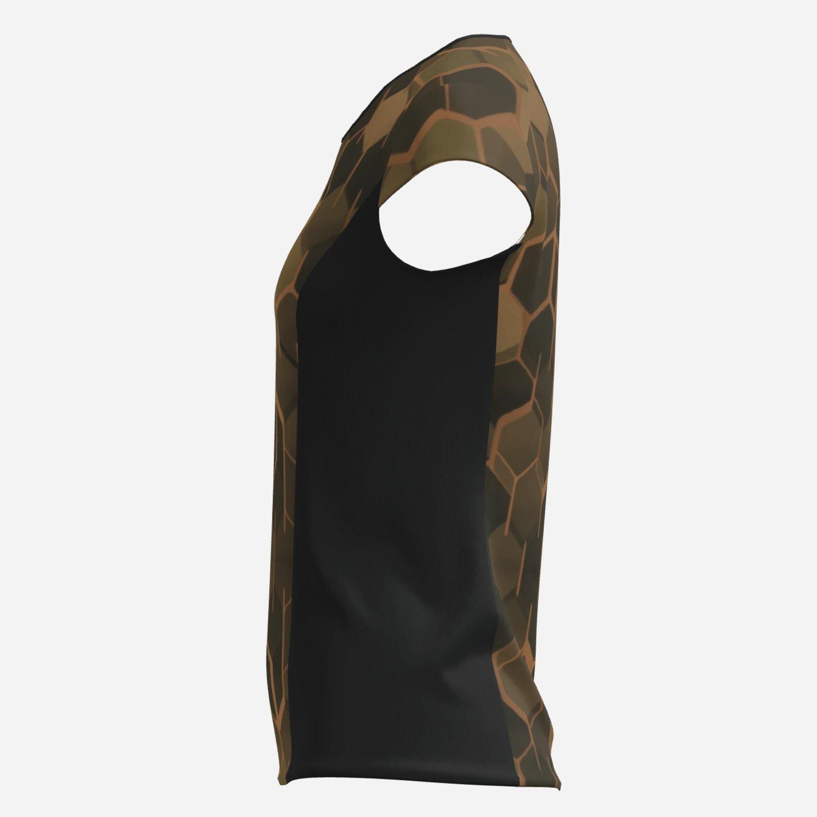 Workout T-Shirt Half Open Sleeve Cooling Quick Dry ZEBELLZ Design: Dark-Green Planet UPF50+ - Image 4