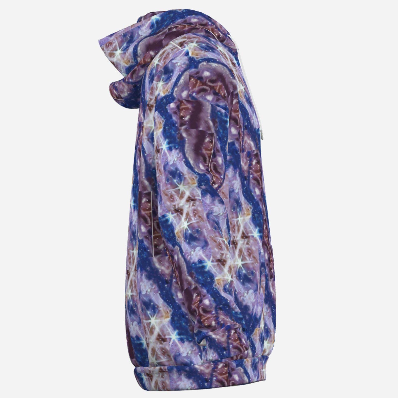 Men's Hoodie with Pocket-Air Layer | Zebellz Purple Galaxy Collection | 200 GSM - Image 7