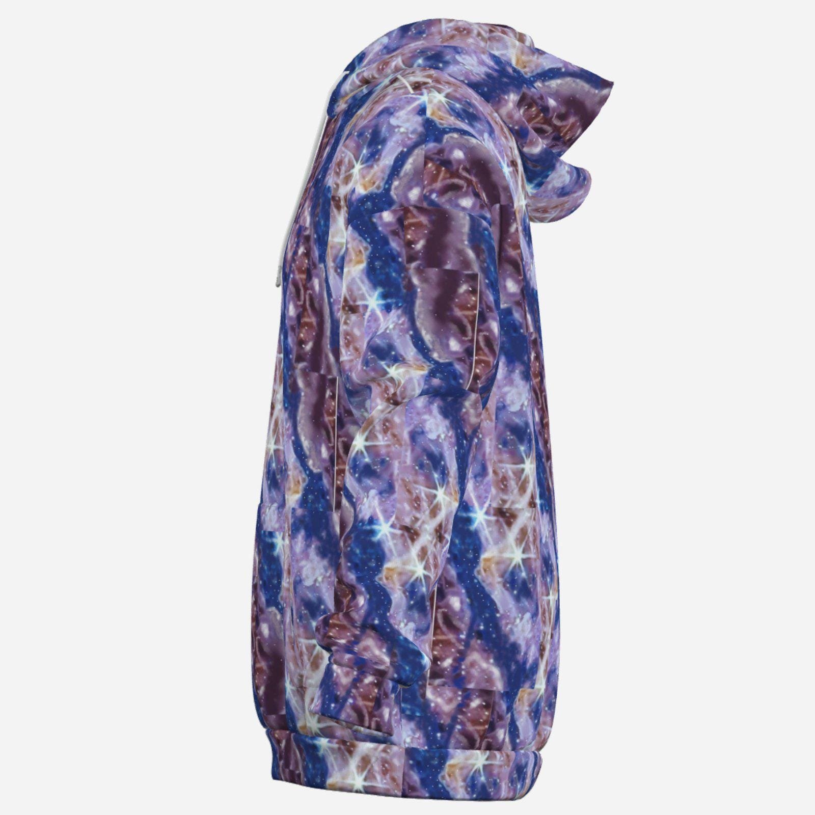 Men's Hoodie with Pocket-Air Layer | Zebellz Purple Galaxy Collection | 200 GSM - Image 6