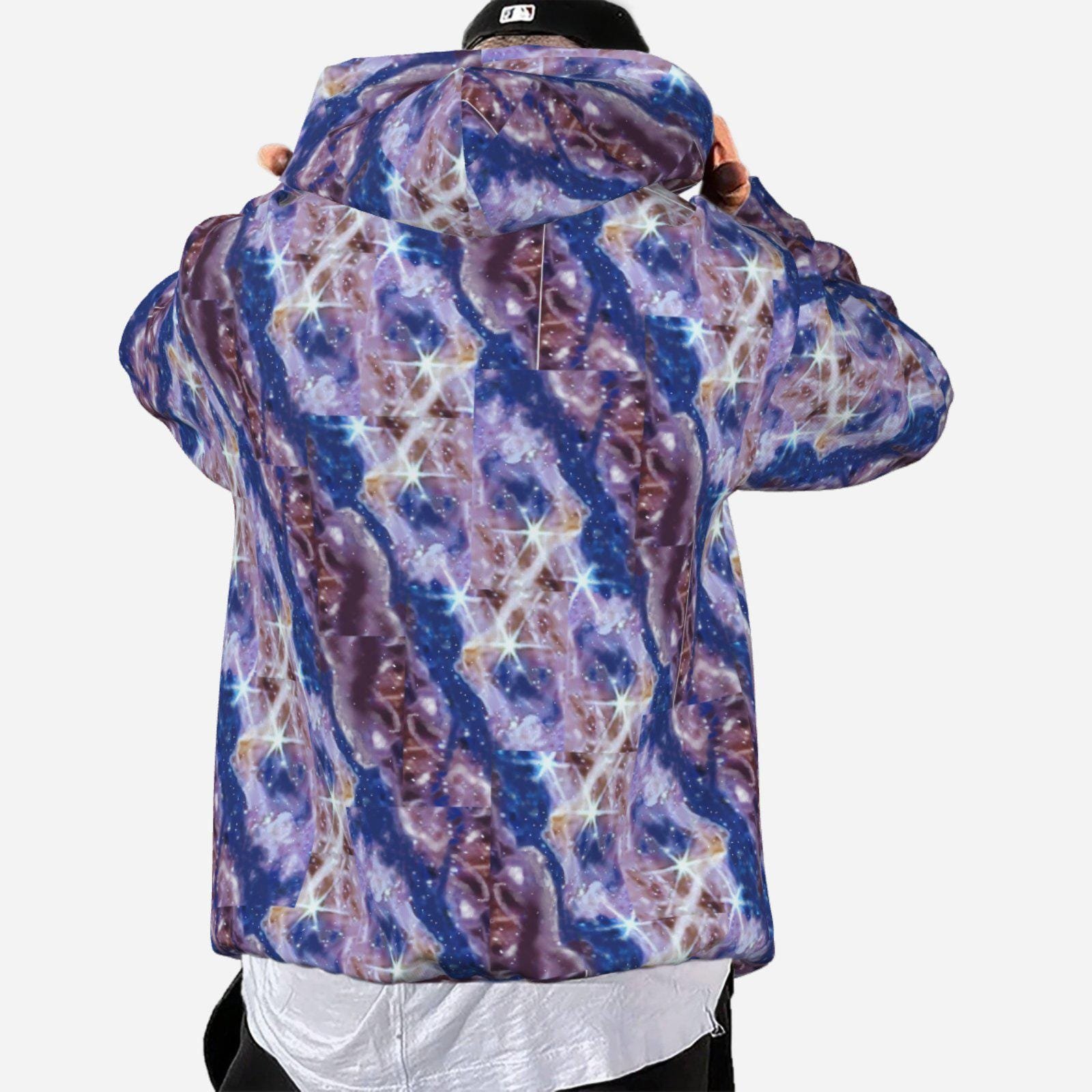 Men's Hoodie with Pocket-Air Layer | Zebellz Purple Galaxy Collection | 200 GSM - Image 3