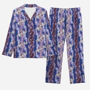 Art Pajama Set | Soft Button-Down | Loungewear | Zebellz Purple Galaxy Collection | Sleepwear