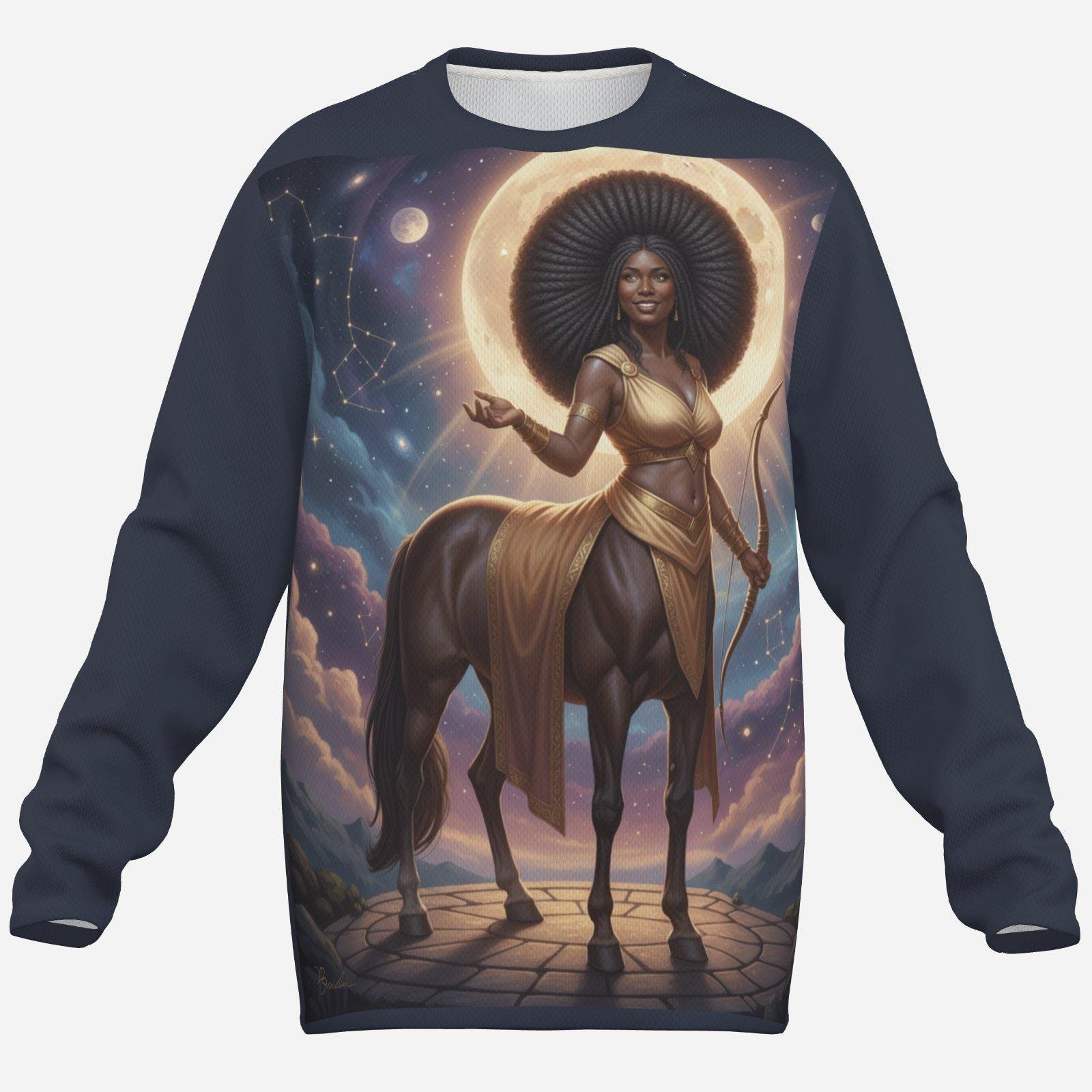 Long Sleeve Shirt-Bird's Eye | Zebellz Collection: African Lady Centar | 160 GSM | Saggiarious Birthday