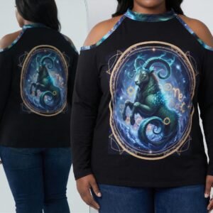 Halter Neck Shirt Zebellz Collection: Blue Capricorn